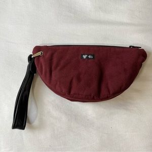 B’s suede maroon wristlet sewn in USA